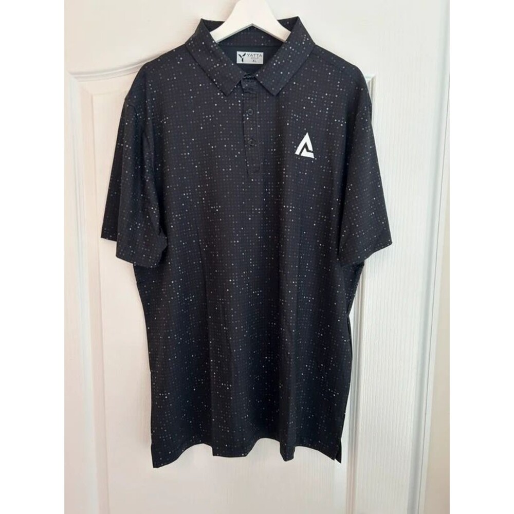 New Yatta Golf Men XL Polo Black Glitter Stretch Moisture Performance Top Summer